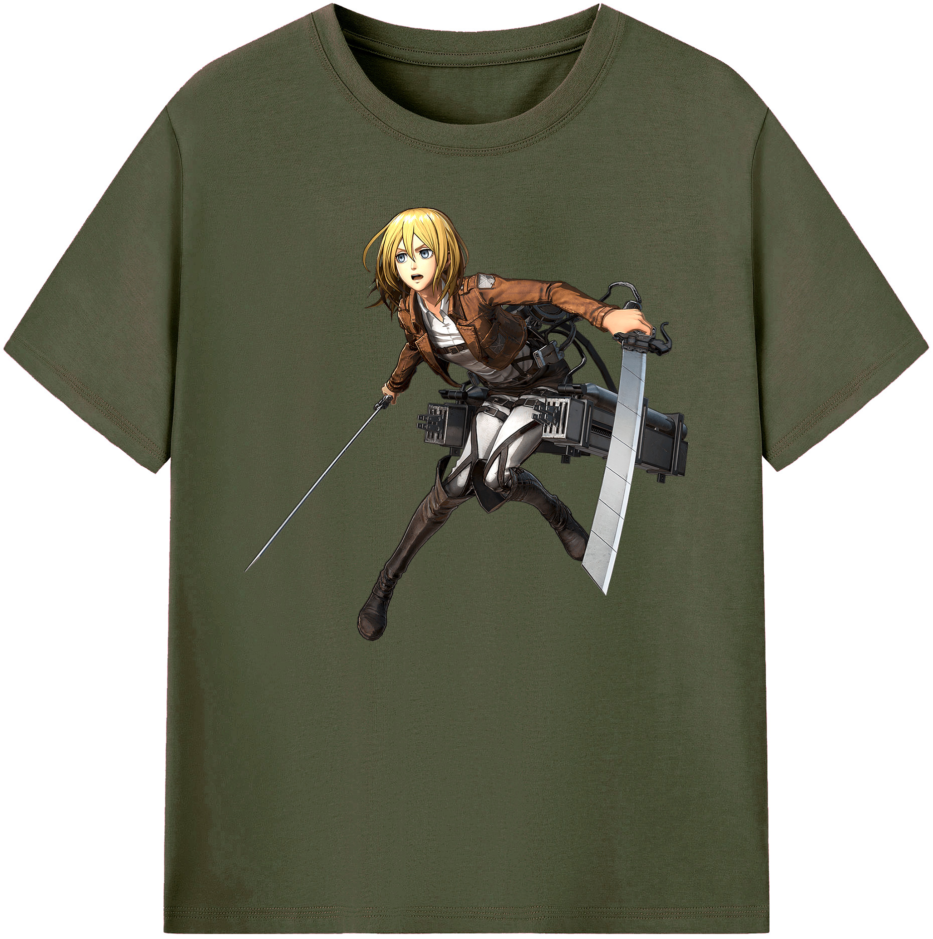 （画像用） 進撃の巨人 クリスタ·レンズ Attack on Titan Christa Lenz 綿100％ メンズ半袖Tシャツ｜肌触りやわらか＆通気性